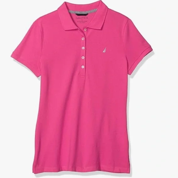NWOT Nautica 5 Button Short Sleeve Breathable Cotton Polo Shirt 2XL Leis Pink - Picture 4 of 10